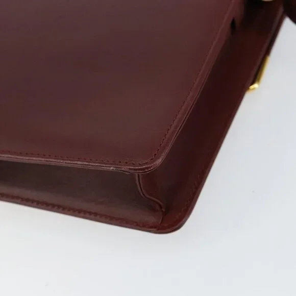 Authentic CARTIER Must Line Shoulder Bag Leather Bordeaux Gold